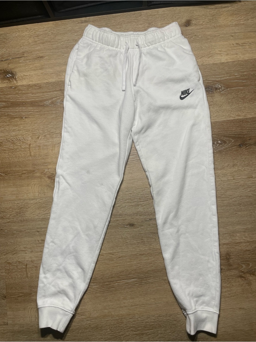 Nike Kids White Jogger Sweatpants with Black Logo